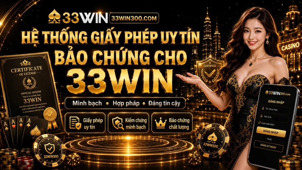 33WIN – Trang Chủ 33 WIN - Link 33WIN Chính Thức Đăng Nhập Nhanh 2 Hệ thống giấy phép uy tín bảo chứng cho 33WIN